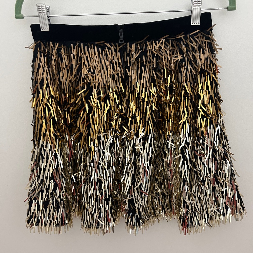 Alice and Olivia Gold and Black Sequin Skirt size 6